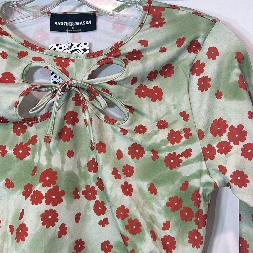 Another Reason long sleeve mini bodycon dress with waist cut outs floral print 8 - Picture 4 of 8